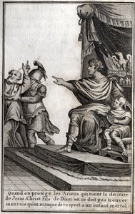 Teodosio I (Flavio Teodosio) (347-395), imperatore romano, fece arrestare Anfilochio, vescovo di Iconio, per mancanza di rispetto verso suo figlio, Arcadio (377-408). Il vescovo dichiara: 