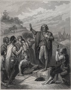 Thomas Müntzer predica - Thomas Müntzer (1489-1525) insegna la sua dottrina - incisione in "Les Fastes populaires, ou Histoire des actes héroïques du peuple et de son influence sur les sciences, les arts, l