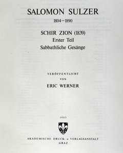 Pagina del titolo di Schir zion di Salomon Sulzer