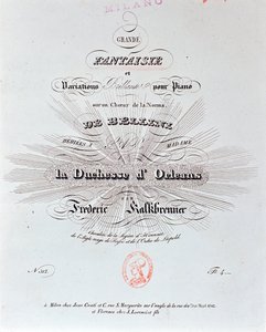Pagina del titolo della partitura di Grande Fantaisie di F Kalkbrenner da Unknown artist