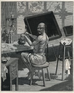 Lacca di olio di Tung in Cina. Incisione del 1885 in 