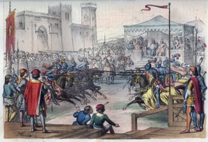 Torneo in occasione del matrimonio di Isabella di Baviera (1371-1435) e Carlo VI - incisione da “Usi e Costumi di Tutti i Popoli dell