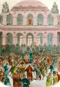 Borsa di scambio degli agenti alla Borsa di Parigi Incisione 1856 Collezione privata