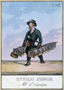 Venditore ambulante di uccelli - Incisione del XIX secolo da Unknown artist