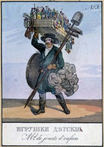 Mercante ambulante di giocattoli per bambini - Incisione del XIX secolo da Unknown artist