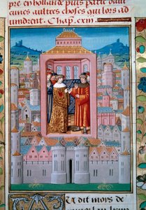 Trattato di Conflans del 5/10/1465 tra il re Luigi XI e Carlo di Charolais (poi Carlo il Temerario) che pone fine alla rivolta dei nobili o Lega del Bene Pubblico. Miniatura dalle “Cronache di Monstrelet” di Enguerrand de Monstrelet (1400-1453) da Unknown artist