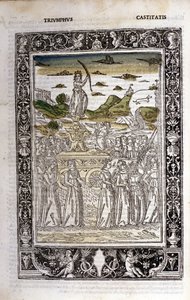 Trionfo della Castità di Petrarca (Francesco Petrarca). Miniatura sd. Bibl. Trivulziana, Milano. da Unknown artist
