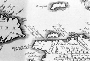 Isola della Tartaruga e Santo Domingo da una mappa del XVII secolo di Pierre Vandier da Unknown artist
