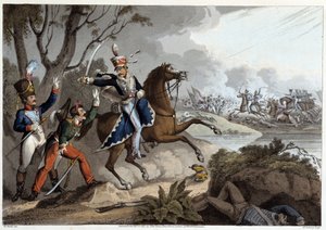 Due ufficiali francesi fatti prigionieri alla Battaglia di Albuera - in "Historical, Military and Naval Anecdotes..." di Edward Orne da Unknown artist