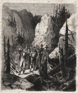 Patriota tirolese Andreas Hofer (1767-1810) arrestato dalle truppe italiane il 19/01/1810 - Incisione del 1879 in “Histoire des societes secretes, politiques et religieuses” di Pierre Zaccone (1817-1895)