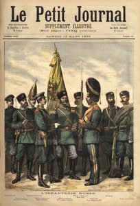 Uniformi della fanteria russa, alleata della Francia, da sinistra a destra: la guardia di frontiera, il sergente maggiore delle guardie, il reggimento Pavlowski, l
