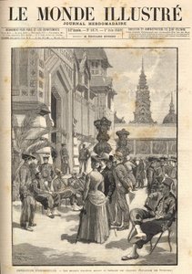 Esposizione Universale 1889 - Soldati indigeni davanti al Padiglione Coloniale (Esplanade des Invalides). Copertina di "Le Monde Illustré" del 01/06/1889