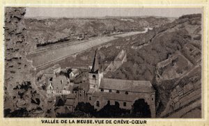 Valle della Mosa: veduta di Creve Coeur (Creve-Coeur o Crevecoeur), Vallonia, Belgio. Cromolitografia della fine del XIX secolo da Unknown artist