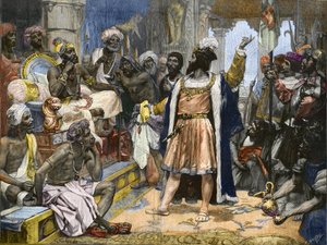 Vasco da Gama consegna la lettera del Re Manuele del Portogallo al Samorim di Calicut - dopo un dipinto da Unknown artist