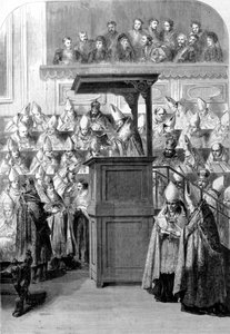 Concilio Vaticano I. Il segretario del Concilio proclama la costituzione della fede. 1870 da Unknown artist