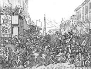 Via del Corso a Roma durante il Carnevale del 1836. da Unknown artist