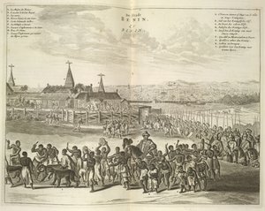 Veduta di Benin. Processione di nativi
