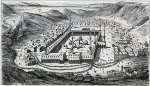 Veduta della Mecca e della sua grande moschea al tempo della visita dei pellegrini - incisione del XIX secolo