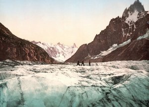 Vista del Monte Bianco: La Mer de Glace. Fotochrome ca. 1890.