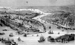 Veduta di New York intorno al 1840
