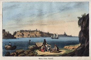 Veduta di La Valletta (Malta) nel XIX secolo - incisione da "Usi e Costumi di Tutti i Popoli dell