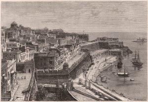 Veduta di La Valletta e del suo porto nel XIX secolo da Unknown