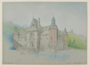 Veduta di un castello su un fiume da Unknown artist