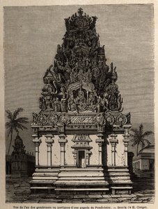 Veduta di uno dei gombroon o portici di una pagoda di Pondicherry (India) da Unknown artist