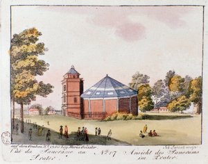 Veduta del Parco Prater a Vienna. Austria. Incisione del 1815 Collezione privata