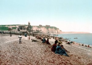 Veduta della spiaggia e del Casinò di Dieppe. Fotochrome c. 1890 da Unknown artist