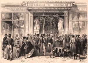 Vista della facciata di una macelleria di carne di cavallo a Parigi, Francia da Unknown