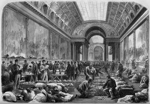 Veduta della galleria delle battaglie del castello di Versailles, dove è installato l