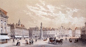 Veduta della grande piazza della città di Lille. Incisione del XIX secolo Parigi, B.N. da Unknown artist