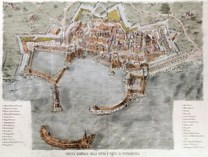 Veduta del porto di Civitavecchia vicino a Roma. XIX secolo