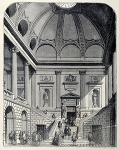 Vista del vestibolo e della scala del teatro di Bordeaux sotto Luigi XV - in "France and the French through the centuries" da Unknown artist