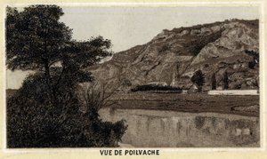 Veduta del villaggio di Poilvache, Valle della Mosa, Belgio. Cromolitografia della fine del XIX secolo da Unknown artist