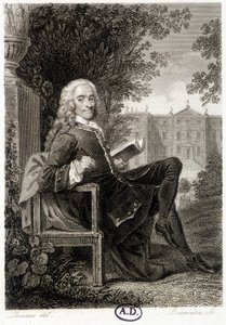 Voltaire che legge in un parco da Unknown artist
