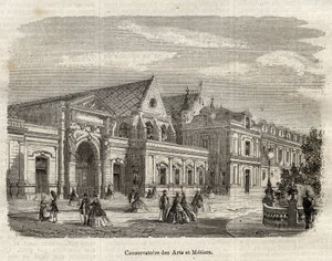 Vista del Conservatorio delle Arti e dei Mestieri (Cnam) a Parigi, rue Saint Martin a Parigi - (Vista sul Conservatorio delle arti e dei mestieri a Parigi - incisione in 