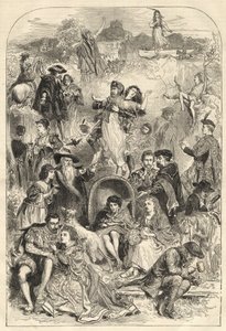 Personaggi di Walter Scott - personaggi principali dei romanzi di Walter Scott (1771-1832) - incisione del 1871 da Unknown artist
