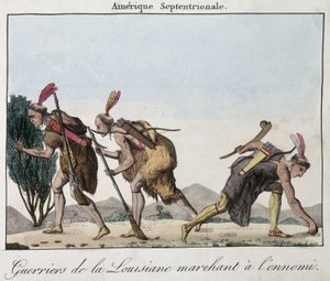 Guerrieri della Louisiana sulle tracce del nemico - incisione da Unknown artist