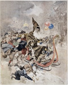 Acquerello raffigurante Babbo Natale. "The Illustrated World". 21/12/1895.