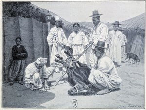 Modo di prendere un cavallo in Corea - incisione da Unknown artist