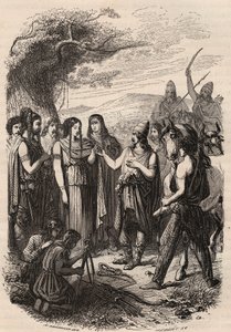 Cerimonia di nozze tra i tedeschi. Incisione del 1868 in "Histoire de Belgique dai tempi primitivi alla fine del regno di Leopoldo I" di Theodore Juste (1818-1888). Collezione privata