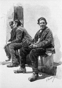In attesa del tempo del raccolto: contadini a riposo. Sicilia incisione del XIX secolo da Unknown artist