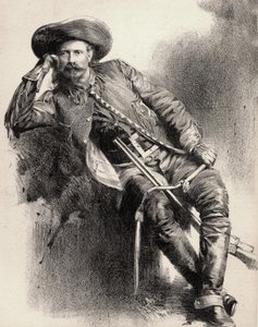 William Frederick Cody - Conosciuto come Buffalo Bill - Ritratto di Buffalo Bill (1846-1917), Colonnello William Cody - incisione da poster da Unknown artist