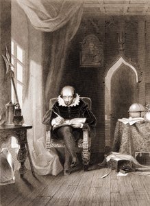 William Shakespeare (1564 - 1616) nel suo ufficio da Unknown artist