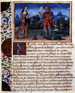Donna e uomo nel paesaggio - miniatura, in "Book of pudens and impudens of the ages passes" di Catherine d