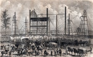Lavori del Campo di Marte a Parigi alla fine di aprile 1866 - incisione del 1867