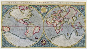 Mappa del mondo di Mercatore (1587) - dopo "Gerardi Mercatoris Atlas sive Cosmographicae meditationes de fabrica mundi et fabricati figura", Amsterdam