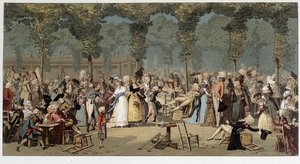 Passeggiata mondiale attraverso i giardini del Palazzo Reale, fine XVIII secolo - cromolitografia dopo l